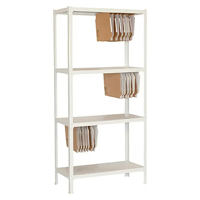 Simonrack Simonhome Metallregal Fileclick Mini - H x B x T: 160 x 80 x 36 cm, Anzahl Böden: 4 Stk., Stecken, Weiß/Weiß - Regal mit vier Ebenen und hängenden Aktenordnern, ideal für Büro oder Zuhause. Praktische Aufbewahrungslösung.