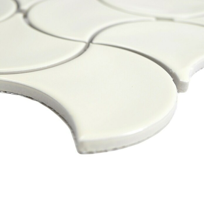 Mosaikfliese Fächer Uni FS 19I (27,6 x 27,6 cm, Elfenbein, Glänzend)