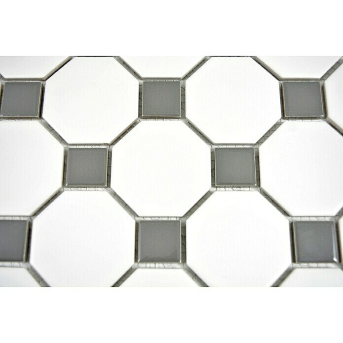 Mosaikfliese Octagon OCTA G469 (29,5 x 29,5 cm, Weiß/Grau, Matt)