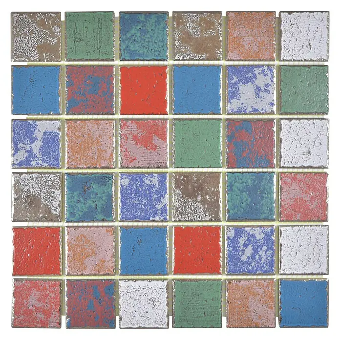 Mosaikfliese Quadrat Orient Color Mix CD CUBIS - 31,6 x 31,6 cm, Mehrfarbig, Matt - Quadratisches Mosaikfliesenmuster in verschiedenen Farben.