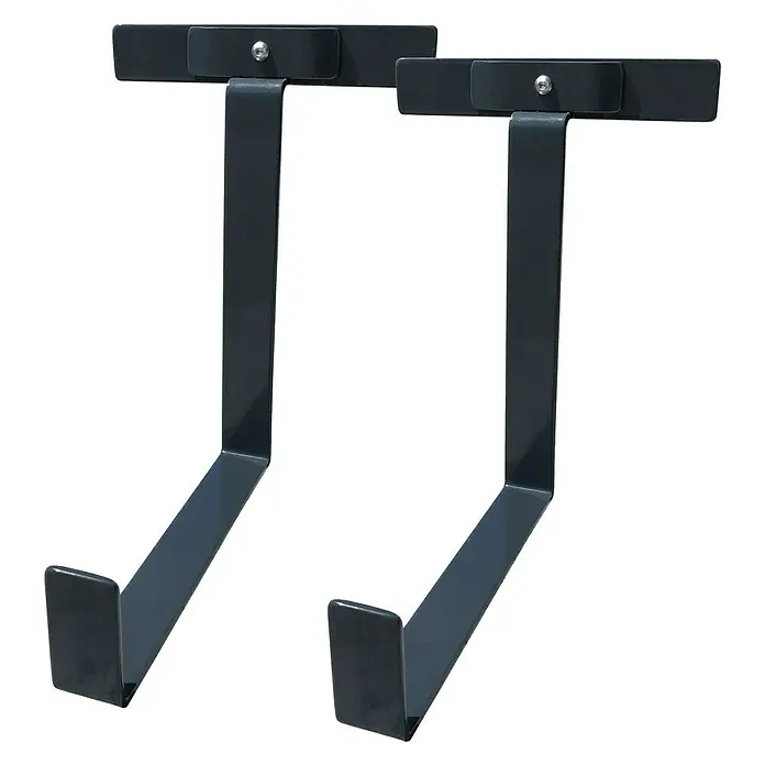 WMT Eindrehhalterung für Blumenkästen - 22 x 17 x 24 cm, Anthrazit - Zwei graue Über-Tür-Haken zum Aufhängen von Gegenständen, ideal für zusätzlichen Stauraum ohne Bohren.