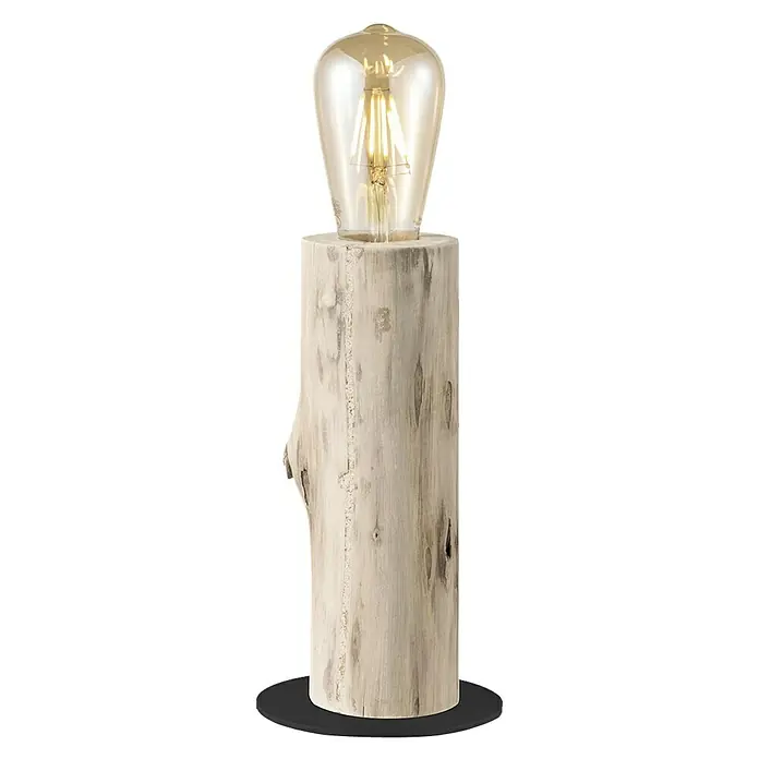 Home Sweet Home Tischleuchte Billy - 10 W, Beige, Schwarz, E27, 120 mm x 25,5 cm - Dekorative Lampe mit Holzfuß und einer Edison-Glühbirne, die ein warmes, gemütliches Licht spendet und jedem Raum einen Hauch von rustikalem Charme verleiht.