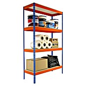 Simonrack Simontaller Estantería para cargas pesadas Ecoforte Chipboard (L x An x Al: 45 x 150 x 200 cm, Capacidad de carga: 400 kg/balda, Número de baldas: 4 ud., Azul/Naranja)