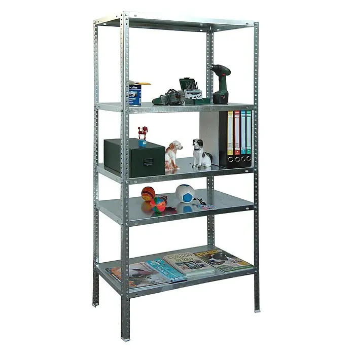 Simonrack Simonclassic Estantería metálica Comfort Superplus - Al x An x Pr: 200 x 110 x 40 cm, Capacidad de carga por balda: 100 kg, Número de baldas: 5 ud., Atornillado, Galvanizado - Estantería plateada de cinco niveles con herramientas, juguetes y archivadores, ideal para taller o almacén.