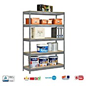 Simonrack Simontaller Metall-Schwerlastregal (L x B x H: 45 x 120 x 200 cm, Traglast: 300 kg/Boden, Anzahl Böden: 5 Stk., Silber)