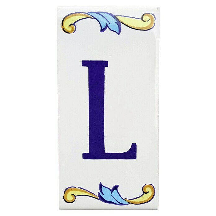 Azulejo de gres Letra L (7,5 x 15 cm, Blanco, Brillante)