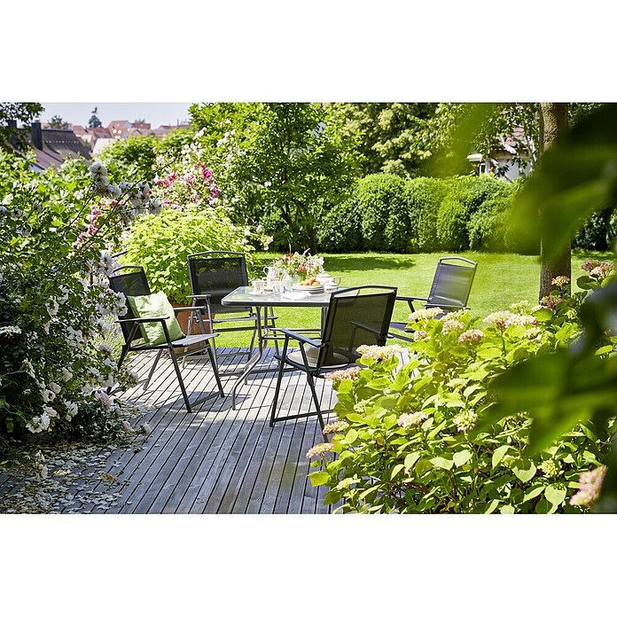 Sunfun Set de muebles de jardín Marta (5 piezas, Vidrio/Textil, Antracita)