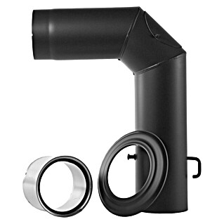 Bertrams Kaminrohr-Set (Durchmesser: 130 mm, Mit Drosselklappe, Schwarz)