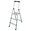 Stufenstehleiter (Arbeitshöhe: 2,65 m, 3 Stufen, Aluminium, Eimerhaken)