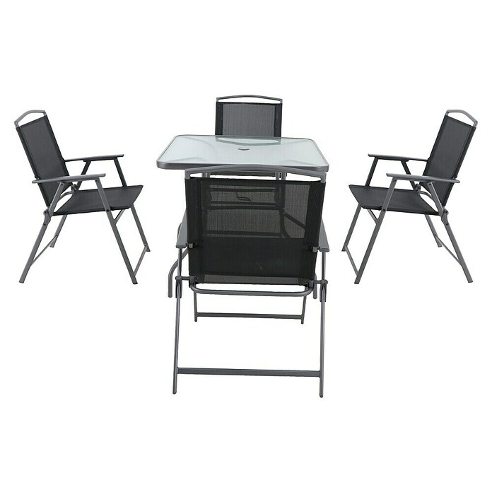Sunfun Set de muebles de jardín Marta (5 piezas, Vidrio/Textil, Antracita)