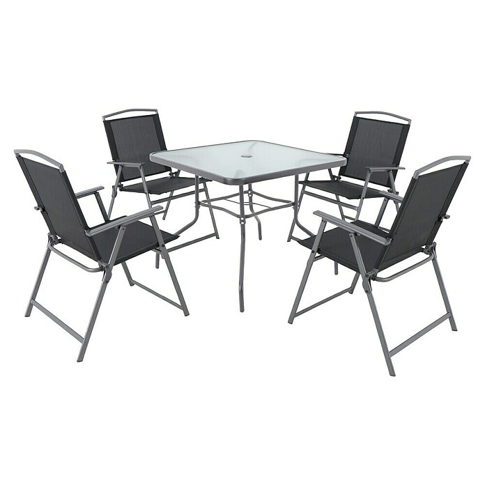 Sunfun Set de muebles de jardín Marta (5 piezas, Vidrio/Textil, Antracita)