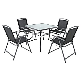 Sunfun Set de muebles de jardín Marta (5 pzs., Vidrio/Textil, Acero, Antracita)