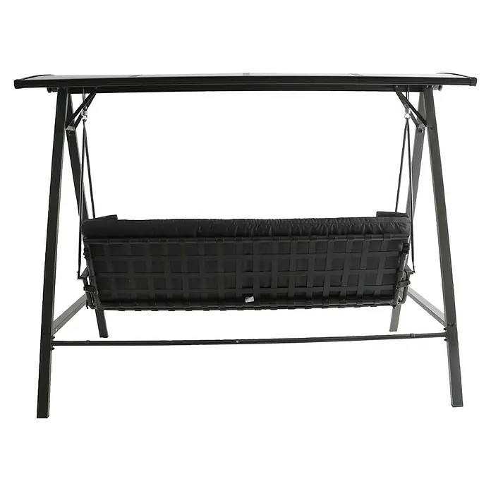 Sunfun Maja Hollywoodschaukel - B x T x H: 235 x 135 x 182 cm, Stahl, Anthrazit, Liegefunktion - Schwebende Eleganz: Eine stilvolle, schwarze Gartenschaukel lädt zum Verweilen im Freien ein. Komfort und Design vereinen sich in diesem Outdoor-Möbelstück.