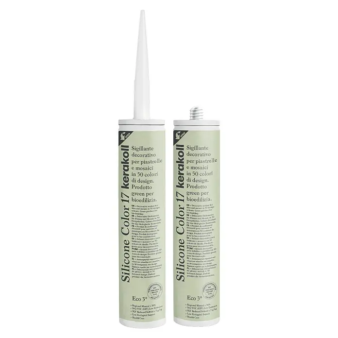 Kerakoll Silicona universal Color - Tono de color: 17, 310 ml - Dos tubos de Silicona Color 17 Kerakoll, un sellador decorativo para baldosas y mosaicos en 50 colores de diseño, un producto ecológico.