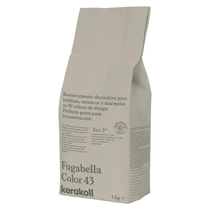 Kerakoll Mortero para juntas - cemento Fugabella - Color: 43, 3 kg - Un paquete de Fugabella Color 43 de Kerakoll, un cemento de resina decorativo para baldosas, mosaicos y mármoles en 50 colores.