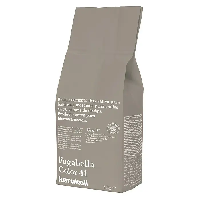 Kerakoll Mortero para juntas - cemento Fugabella - Color: 41, 3 kg - Saco gris de Fugabella Color 41 Kerakoll, un mortero de resina-cemento decorativo para baldosas, mosaicos y mármoles en 50 colores.