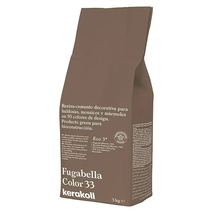 Kerakoll Mortero para juntas - cemento Fugabella - Color: 33, 3 kg - Imagen de un saco de mortero decorativo de resina-cemento Fugabella Color 33 Kerakoll, un producto verde para la construcción.