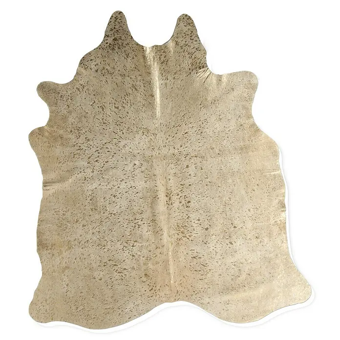 Esbeco Alfombra de piel de vaca Manchado - Oro, 100% Piel real - Alfombra de piel de vaca dorada con un diseño único. Un accesorio elegante y lujoso para el hogar que agrega calidez y elegancia a cualquier espacio.