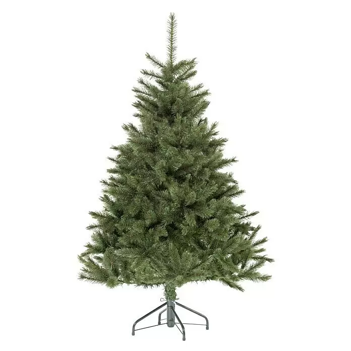 Árbol de Navidad artificial Bristlecone - Altura: 155 cm, Verde - Árbol de Navidad artificial verde con efecto de nieve y soporte metálico.