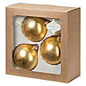 WEIHNACHTSKUGEL 3ER SET 8cm GOLD DEKOR