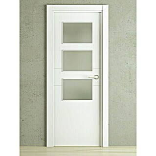 Pack puerta acristalada Lima (82,5 x 203 cm, Izquierda, Blanco lacado, Maciza aligerada, Vidriera)