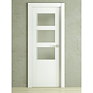 Pack puerta acristalada Natal (72,5 x 203 cm, Izquierda, Blanco lacado, Maciza aligerada, Vidriera)