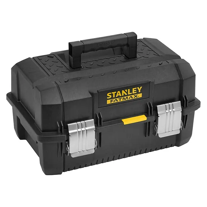 Stanley FatMax Werkzeugkasten Fatmax Cantilever 18“ - Kunststoff - Schwarze Stanley Fatmax Werkzeugkiste mit robustem Design und Metallverschlüssen für den sicheren Transport von Werkzeugen.