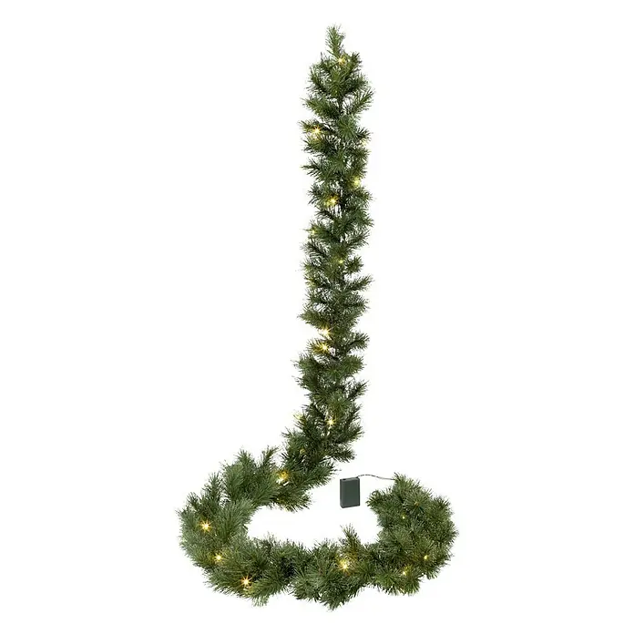 Weihnachtsgirlande Glendon - Kunststoff, LED-Beleuchtung - Dekorative lange künstliche Tannengirlande mit warmweißen Lichtern für festliche Beleuchtung. Ideal für die Weihnachtsdekoration im Innenbereich.