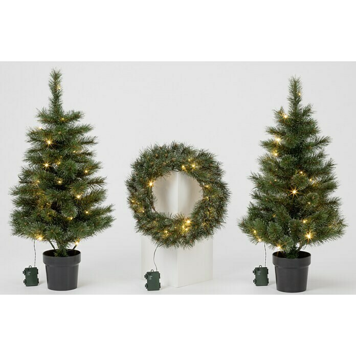 Weihnachtsbaum cm, 90 | BAUHAUS Künstlicher (Höhe: LED-Beleuchtung) Kranz mit Set