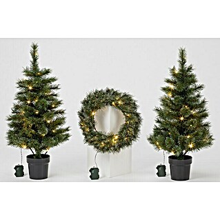Künstlicher Weihnachtsbaum Set mit Kranz (Höhe: 90 cm, LED-Beleuchtung)