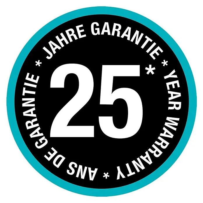 Gardena Hand-Heckenschere NatureCut - Länge: 580 mm - 25 Jahre Garantie-Siegel mit mehrsprachiger Beschriftung für hochwertige Produktqualität und lange Lebensdauer.