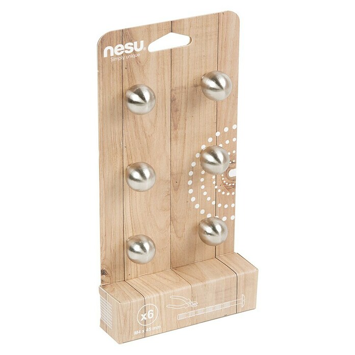 Nesu Pomo para muebles 17216 6 uds. (Ø x Al: 20 x 21 mm, Acero, Cepillado)