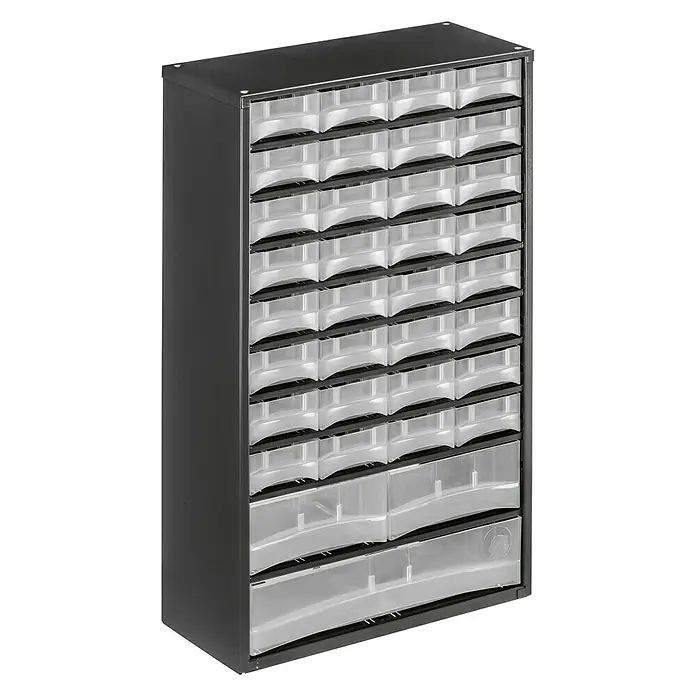 Lockweiler Kleinteilemagazin Sortus S35 - Anzahl Fächer: 35 Stk. - Ein Schubladenschrank mit transparenten Schubladen. Ideal für Werkstatt oder Büro zur Aufbewahrung von Kleinteilen.