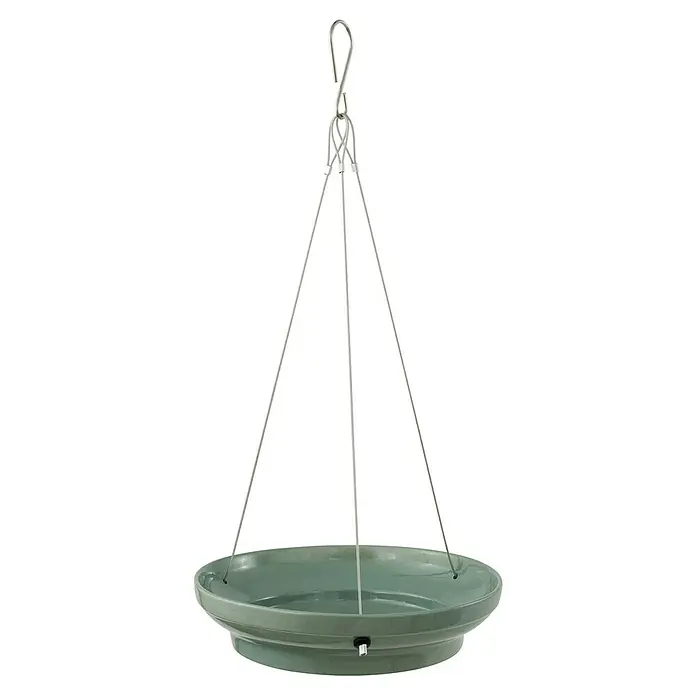 CJ Wildlife Vogeltränke Vesi - Keramik, Grün - Hier ist ein hängendes Vogelbad aus Keramik mit einem Aufhänger aus Metall, ideal für den Garten, um Vögel anzulocken und ihnen eine Erfrischung zu bieten.