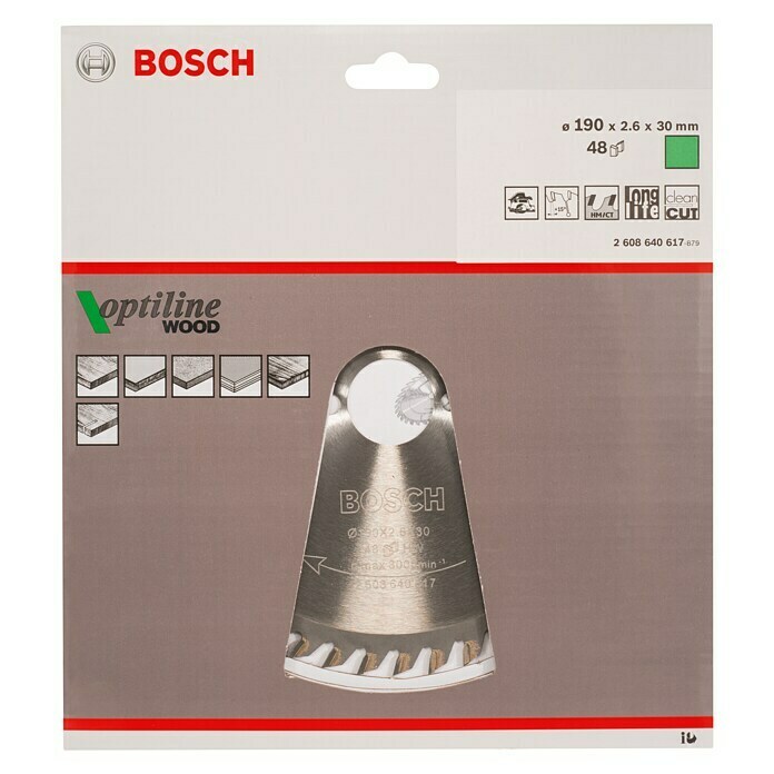 Bosch Cirkelzaagblad (Diameter: 190 mm, Boorgat: 30 mm, Aantal tanden: 48 tanden)