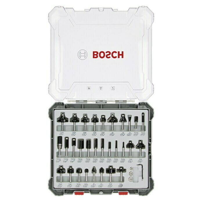 Bosch Fräser-Set Mixed30 -tlg., Durchmesser Schaft: 8 mm Front View