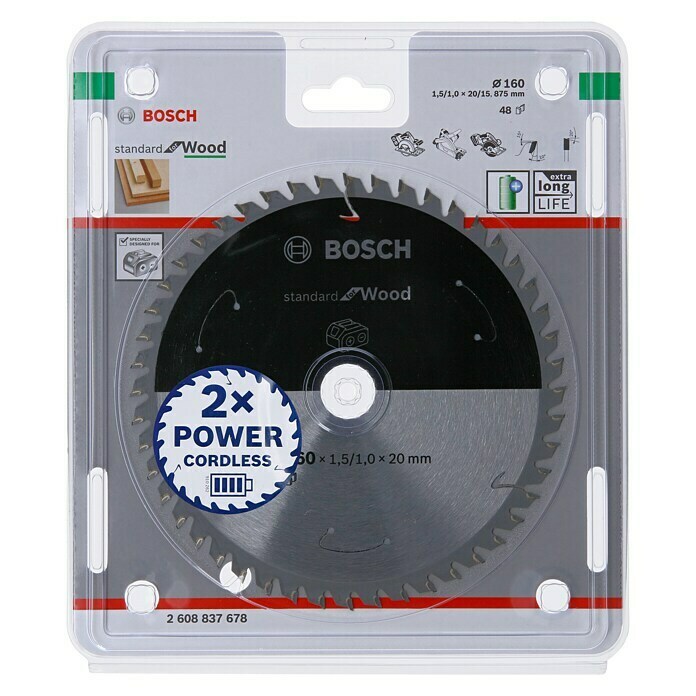 Bosch Cirkelzaagblad (Diameter: 160 mm, Boorgat: 20 mm, Aantal tanden: 48 tanden)