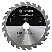 Bosch Cirkelzaagblad (Diameter: 136 mm, Boorgat: 20 mm, Aantal tanden: 24 tanden)