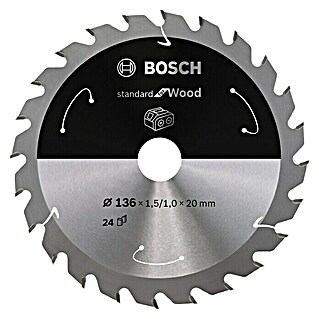 Bosch Cirkelzaagblad Standard for Wood (Diameter: 136 mm, Boorgat: 20 mm, Aantal tanden: 24 st.)