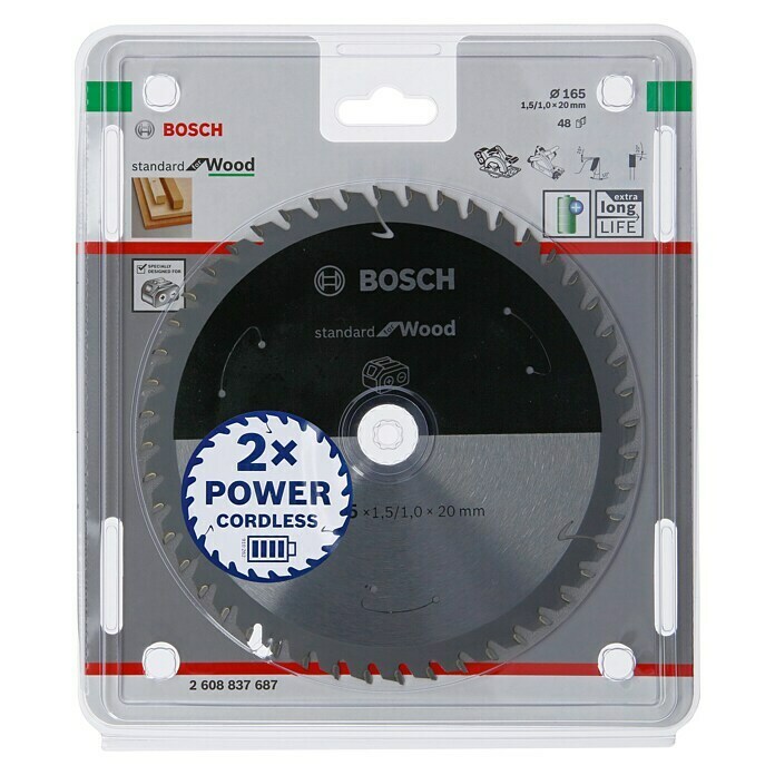 Bosch Cirkelzaagblad (Diameter: 165 mm, Boorgat: 20 mm, Aantal tanden: 48 tanden)