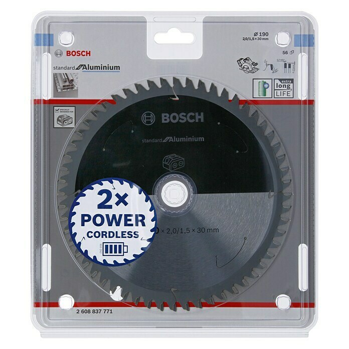 Bosch Cirkelzaagblad (Diameter: 190 mm, Boorgat: 30 mm, Aantal tanden: 56 tanden)