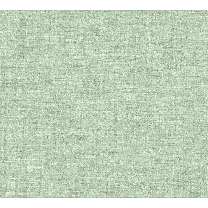 A.S. Création Greenery Vliestapete Borneo - Grün, Uni, 10,05 x 0,53 m - Detailaufnahme einer hellgrünen Stofftapete mit feiner Textur, ideal für dezente Wandgestaltung und ruhige Wohnatmosphäre.