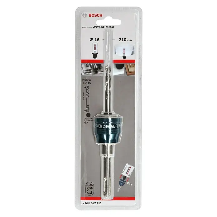 Bosch Vástago de alojamiento Power Change - SDS Plus, Específico para: Sierras de corona Bosch Power Change - Adaptador de broca Power Change Plus de Bosch, adecuado para madera y metal. El adaptador permite cambios rápidos de broca.