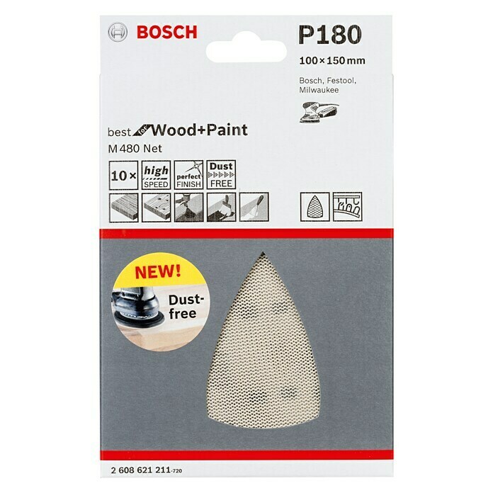 Bosch Schleifblätter (L x B: 150 x 100 mm, Körnung: 180, 10 Stk.)