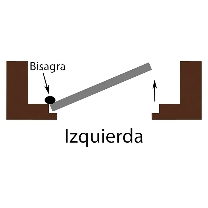 Solid Elements Puerta acristalada KNP - 62,5 x 203 cm, Izquierda, Blanco - Representación esquemática de una puerta con la bisagra a la izquierda, abriéndose, con la denominación "Izquierda".