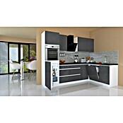 Respekta Premium Cocina esquinera (280 x 172 cm, Con dispositivos eléctricos, Gris de alto brillo)