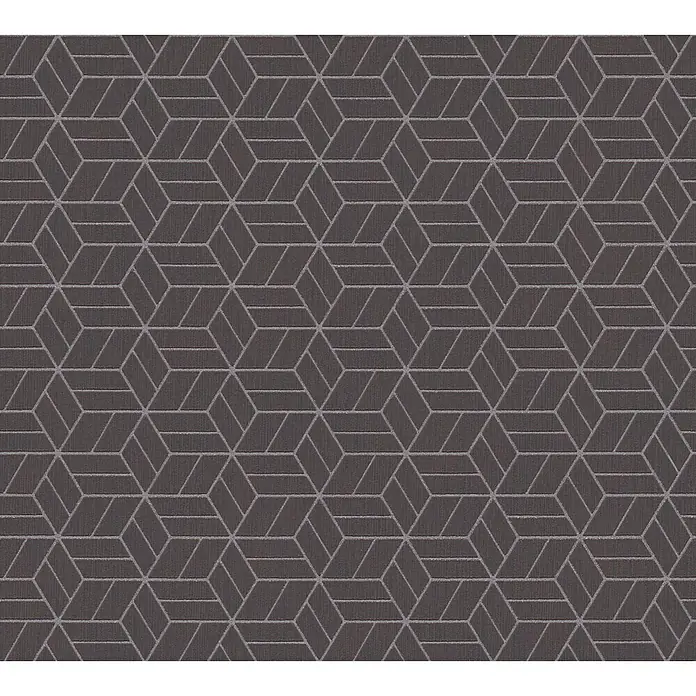 A.S. Création Metropolitan Stories Vliestapete Lizzy - Dunkelbraun, 3D-Optik, 10,05 x 0,53 m - Dunkler Teppich mit geometrischem Würfelmuster.