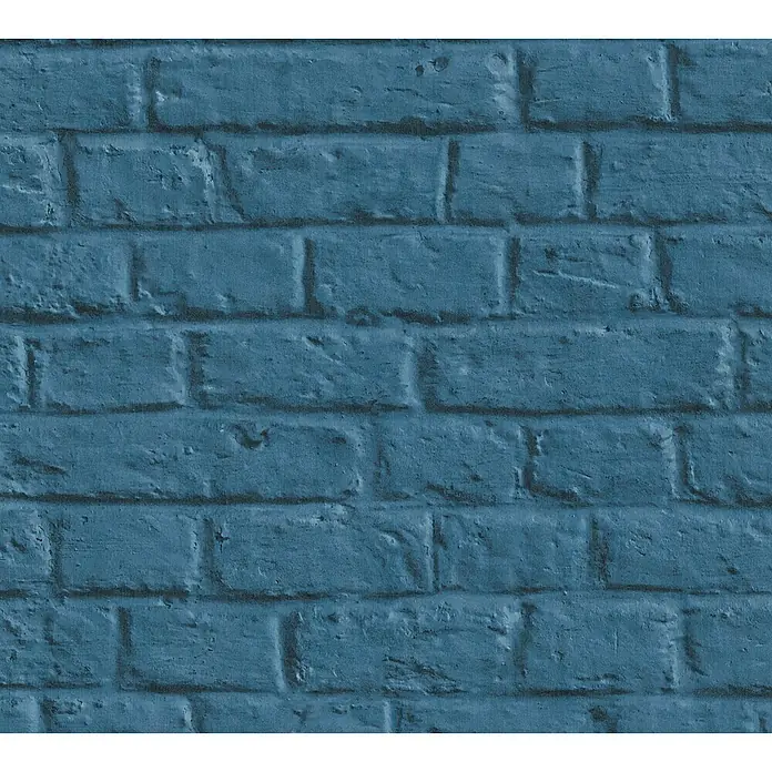 A.S. Création Metropolitan Stories Vliestapete Steine - Blau, Steinoptik, 10,05 x 0,53 m - Blaue Ziegelmauer-Tapete für ein robustes und stilvolles Ambiente im Innenbereich. Die realistische Textur verleiht jedem Raum Tiefe und Charakter.