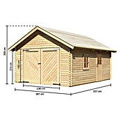 Karibu Blockbohlengarage (Holz, 19,4 m², Wandstärke: 40 mm, Satteldach)