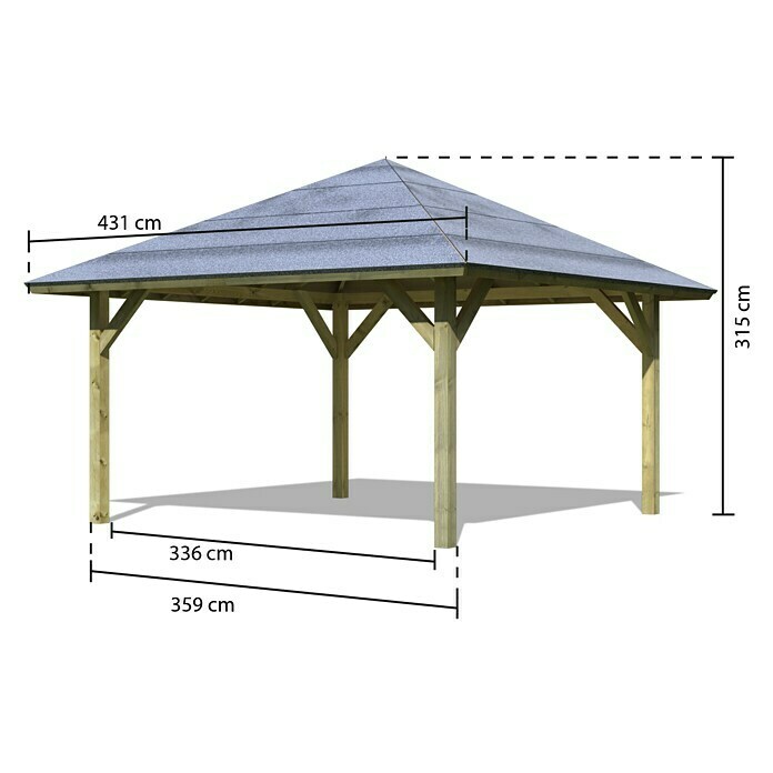 Karibu Pavillon Kirn (L x B: 359 x 359 cm, Anthrazit)